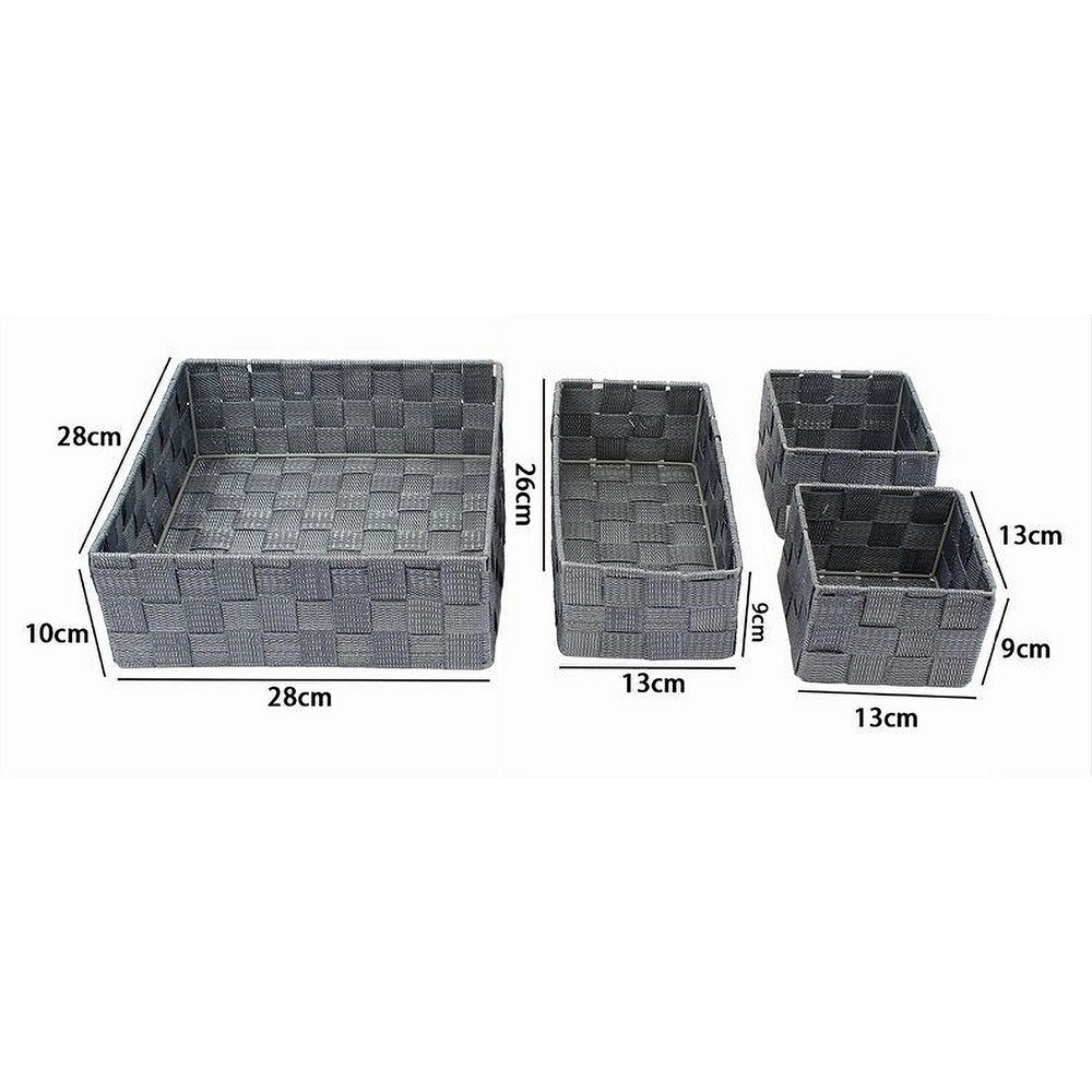 Trade Shop - Set 4pz Contenitori Grigio Scuro Scatola In Tessuto Organizer Portaoggetti 79145 -