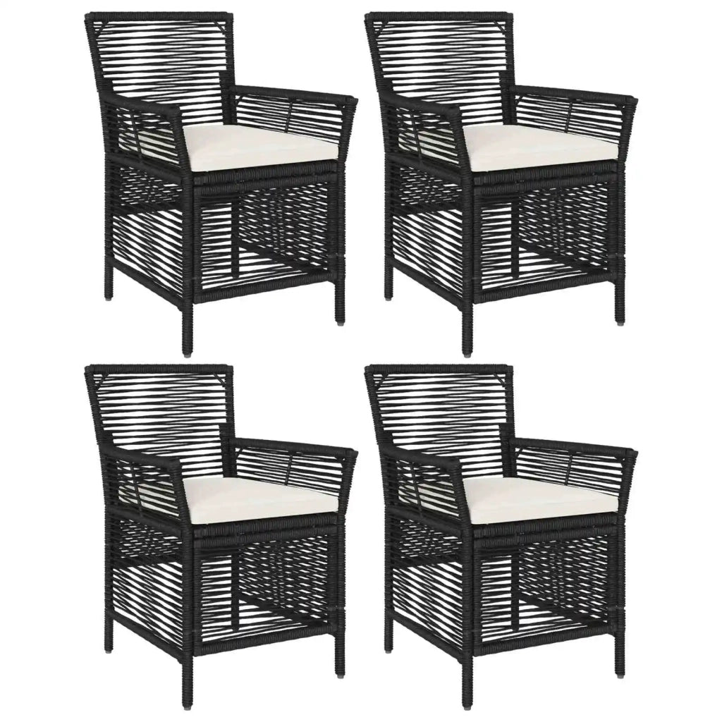 Sedia da esterno con cuscino 4 pcs Nero e Crema polyrattan