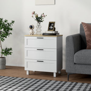 Cassettiera 3 Cassetti Moderna 60x38x71 cm in Legno Bianca e color Legno