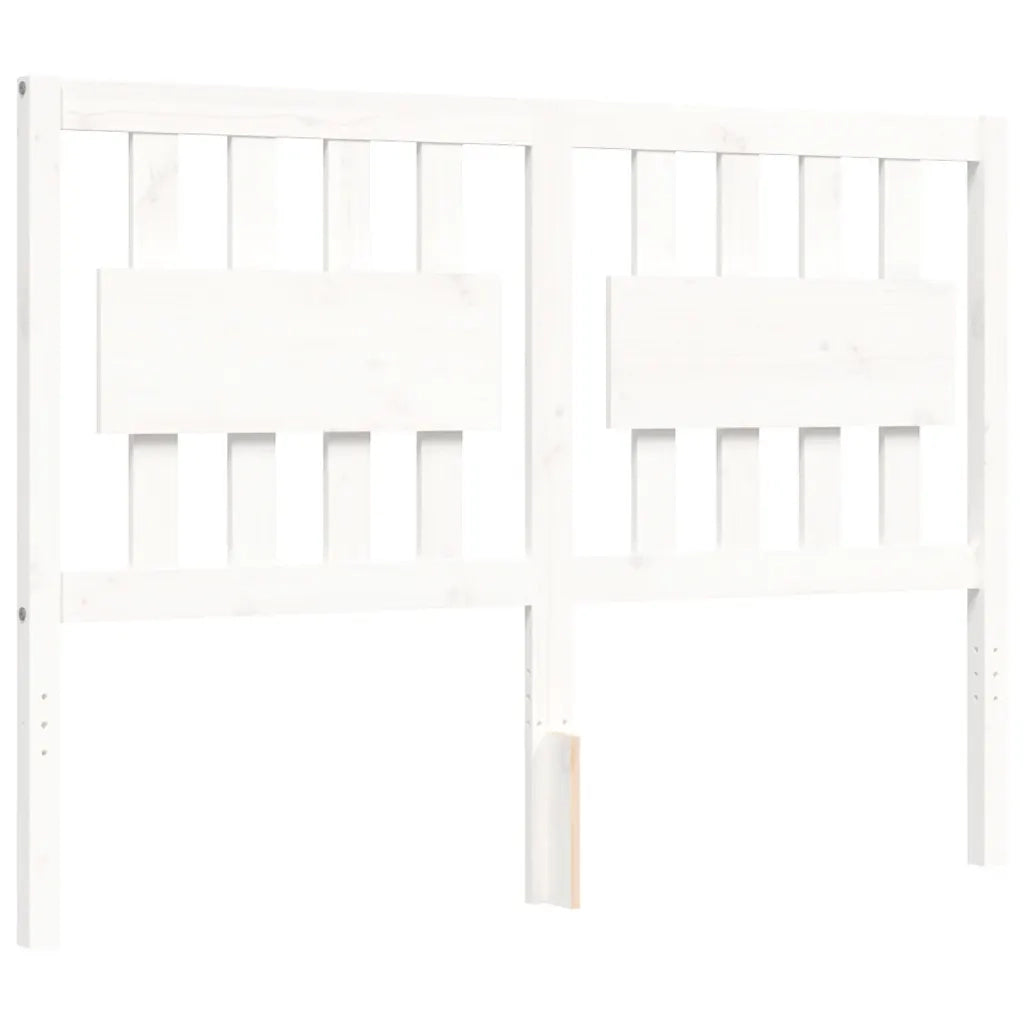 Giroletto con Testiera-Struttura Letto con testiera Bianco 140x190 cm in Legno Massello 124857