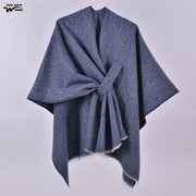 Sciarpa da donna, elegante mantello con cintura diagonale monocromatica