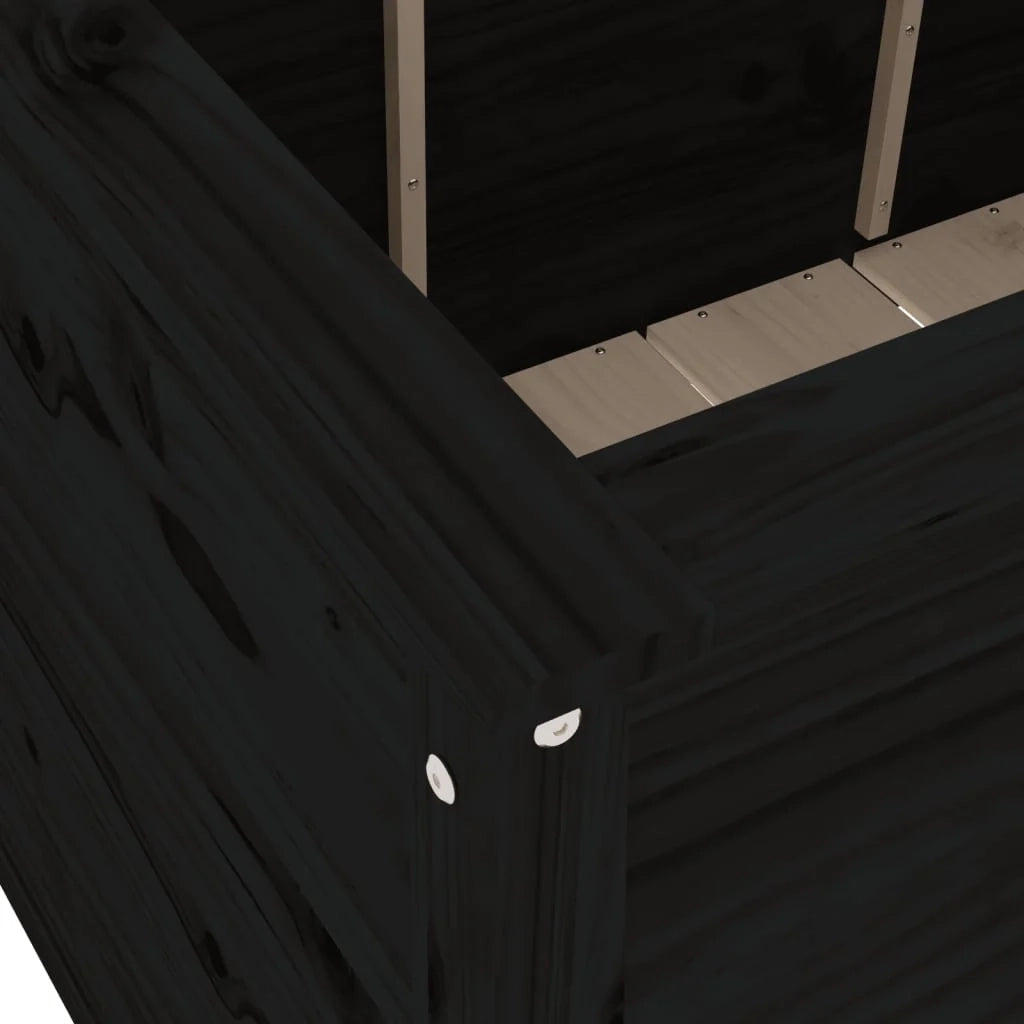 Fioriera rialzata per piante e fiori adatta a terrazze e giardini 119,5 x 82,5 x 78 cm legno massello di pino nero 02_0039334