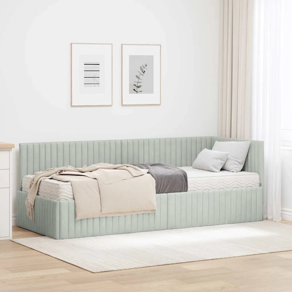Letto singolo | Letto per adulti | Struttura Letto Angolare con Materasso 2 pcs Grigio chiaro