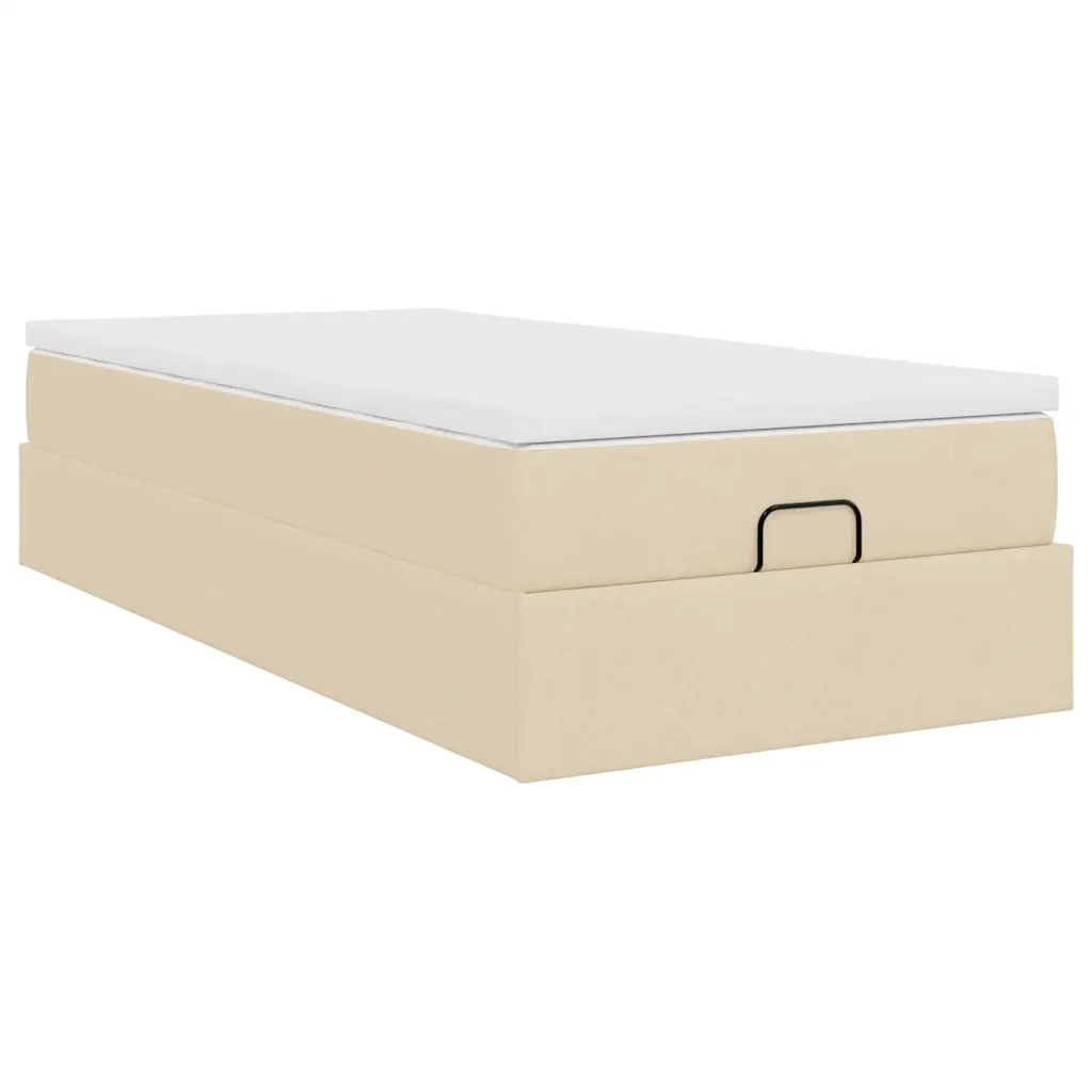 Struttura Letto Pouf con Materasso Crema 80x200 cm in Tessuto 3311069
