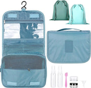 Asciugamani, 9 pezzi, asciugamani per appendere, kit di pulizia con flacone per trucco e accessori da bagno, per uomini e donne in viaggio o per uso quotidiano, blu