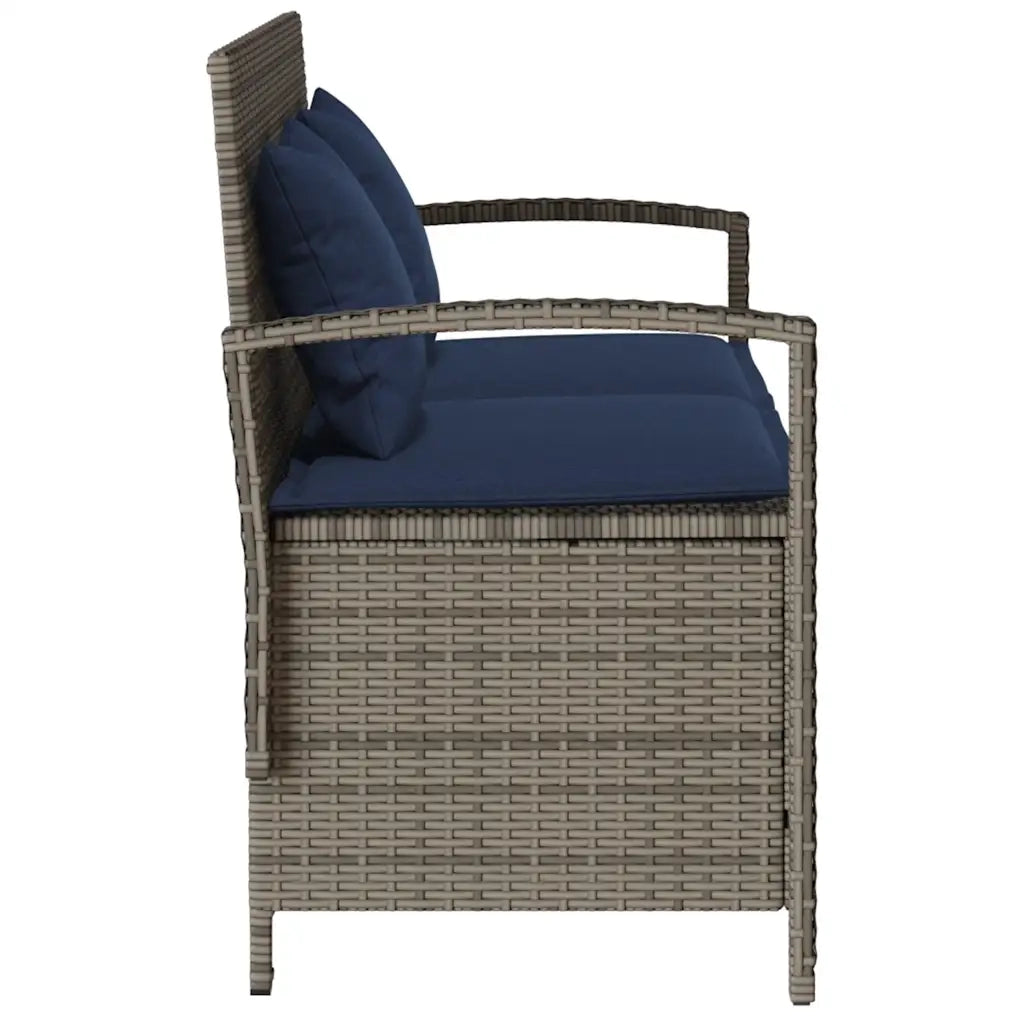 Panca Portaoggetti da Giardino con Cuscino Grigio in Polyrattan 4104218