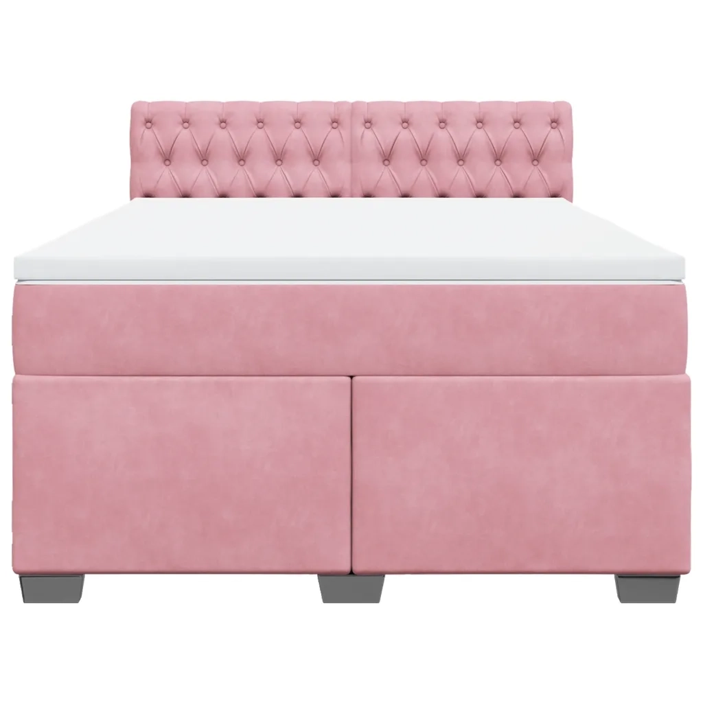 Giroletto a Molle con Materasso Rosa 160x200 cm in Velluto 3286365