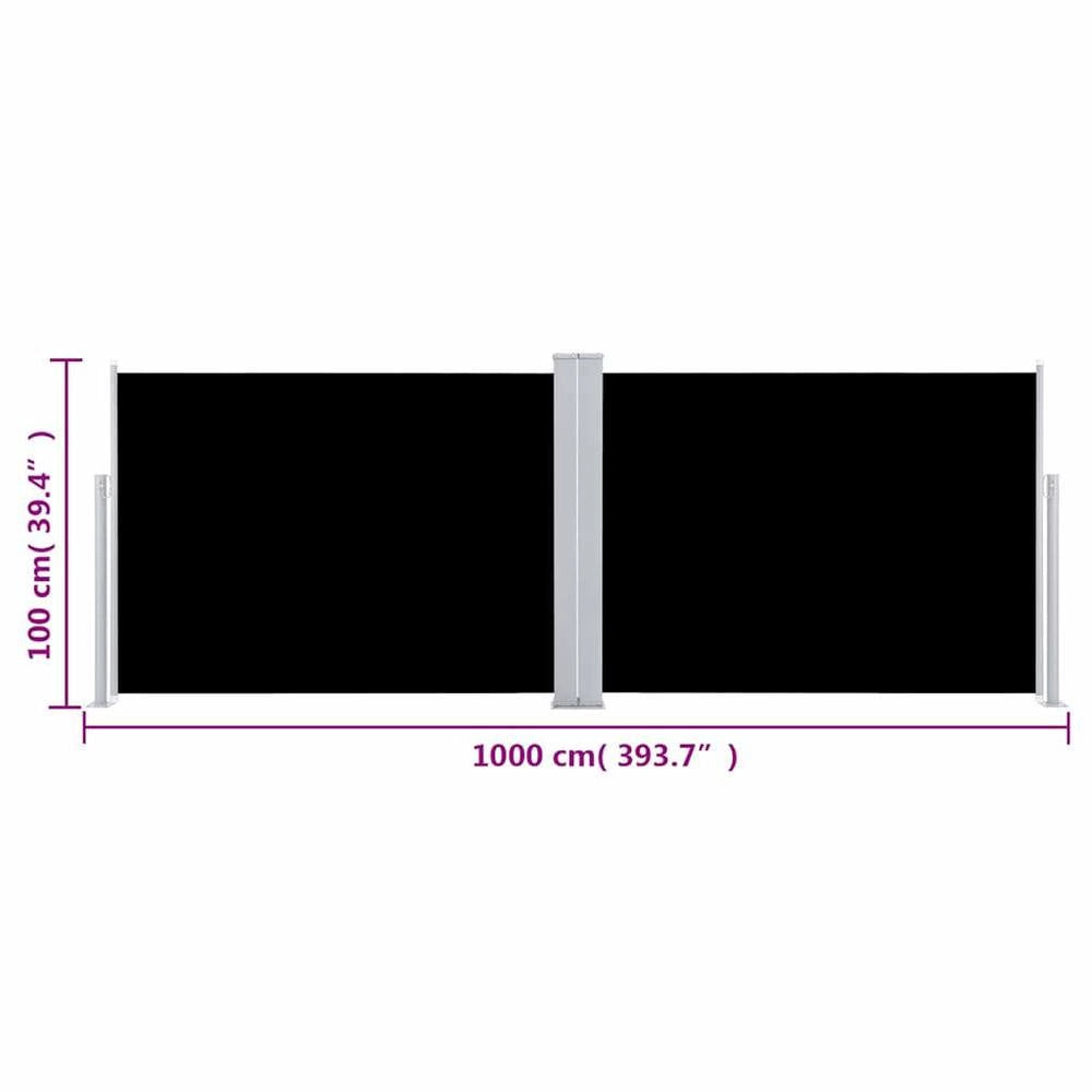 Extendable Side Awning, Black, 100 X 1000 Cm