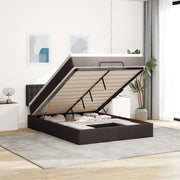 Pouf Letto con Materasso e LED Marrone Scuro 140x190 cm 3312474