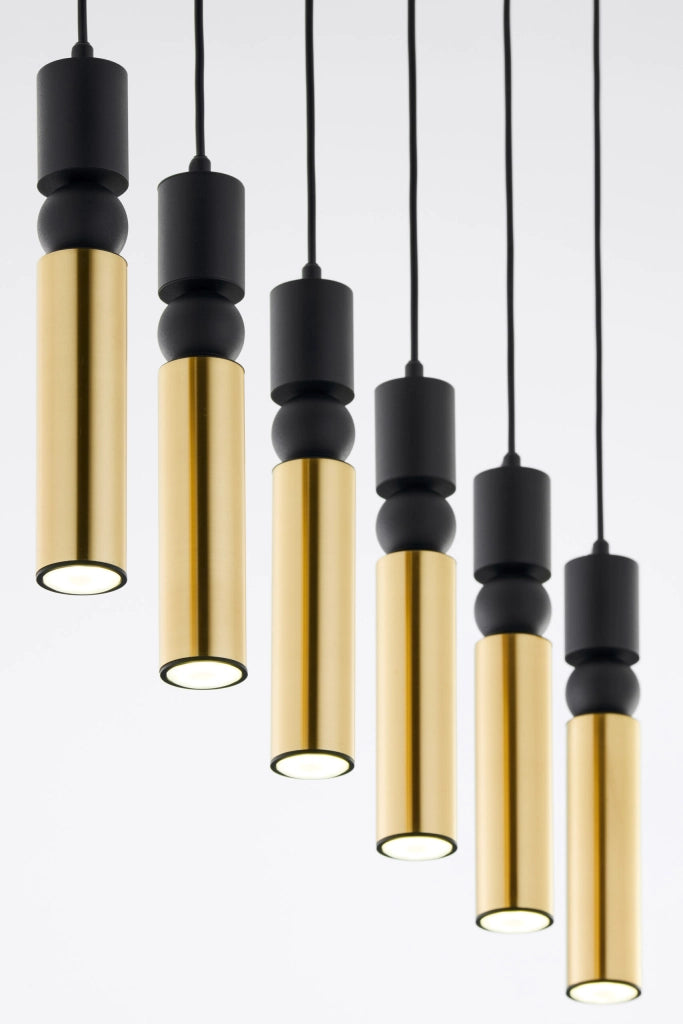 Lampada sospensione ALAS Jupiter 90cm nero-oro 6xGU10