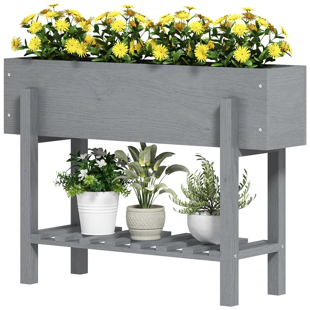 Fioriera Rialzata in Legno ¨C zephmum ¨C 100x30x70.5 cm Grigio