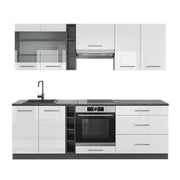 Cucina componibile Fame-Line Bianco lucido/Antracite 235 cm, PL Antracite Vicco
