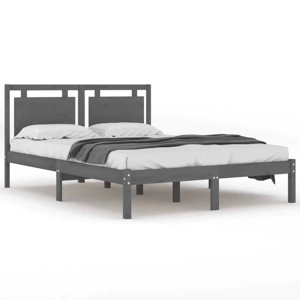 Giroletto-Struttura Letto Grigio in Legno Massello 200x200 cm 628872