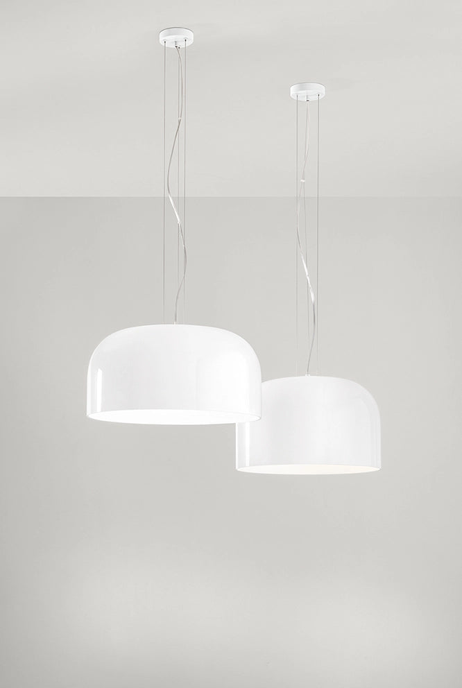 Sospensione in Vetro Bianco Opale e Metallo Verniciato Diametro 40 cm, Attacco E27, Stile Moderno e Minimalista per Interni, Classe I - Perenz