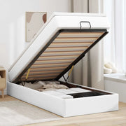 Struttura Letto Pouf con Materasso Bianco 80x200 cm Similpelle