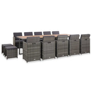 Set da Pranzo da Giardino 15 pz e Cuscini Polyrattan Antracite 46426