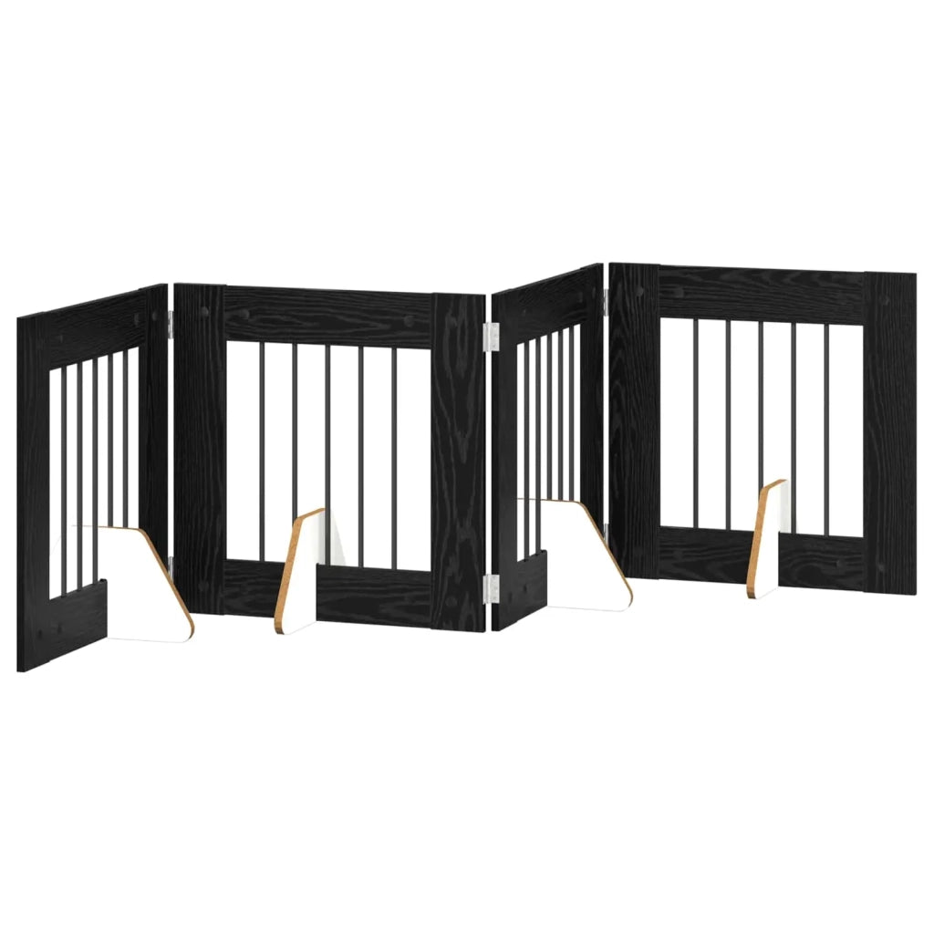 Cancello per cani con supporti 4 pcs Rovere Nero 60 x 60 cm 892151