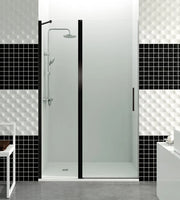 Box doccia frontale OPEN fisso 20 + porta battente 50 70 cm (67,5-70) nero opaco vetro trasparente
