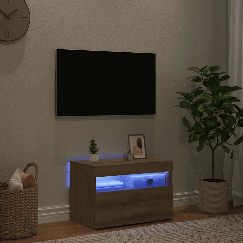 vidaXL Mobile Porta TV con LED Artigianale 60x35x40 cm Multistrato