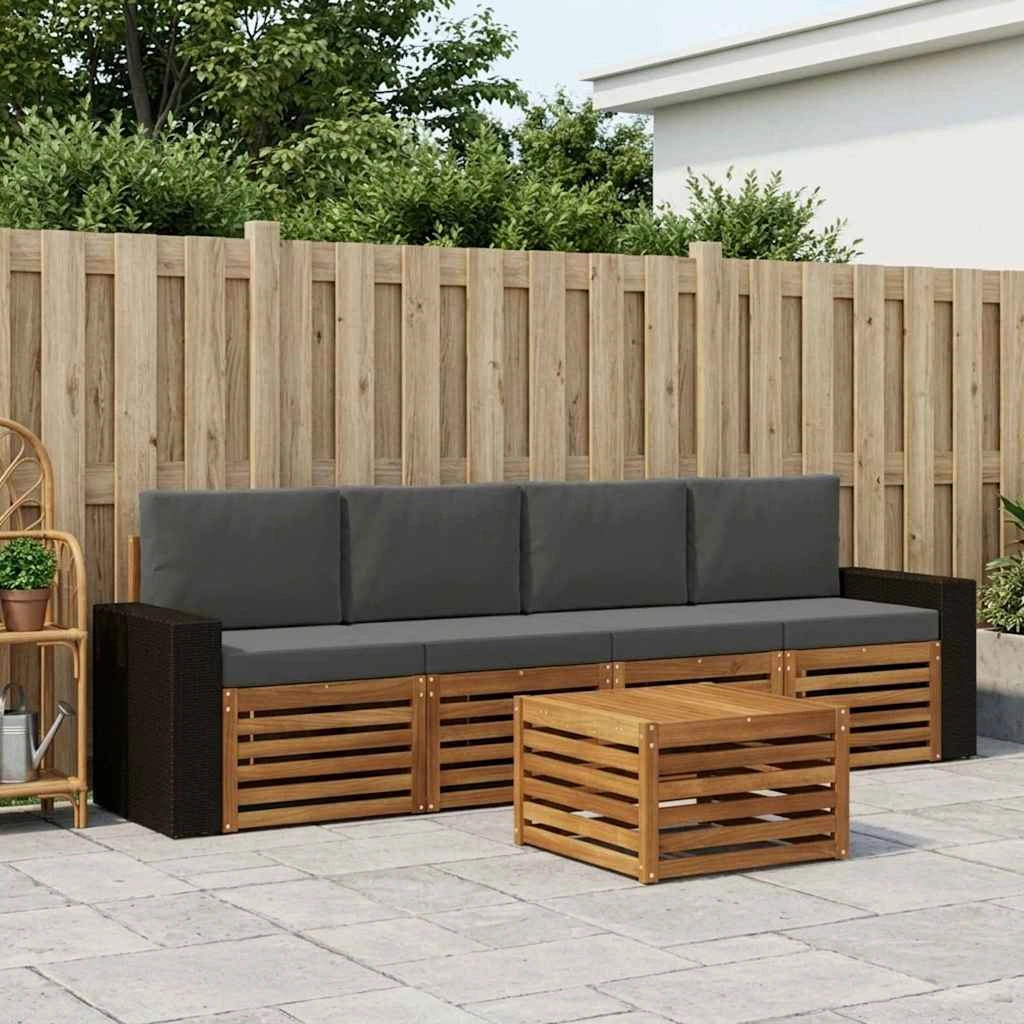 Set di divani da esterno 5 pz Naturale e Antracite 3384003