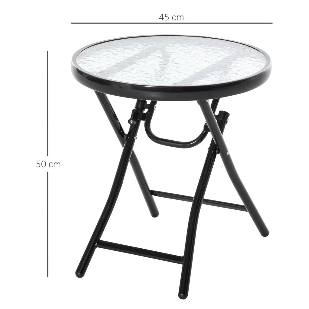 Tavolo rotondo pieghevole in vetro ¨C zephmum ¨C nero ?45x50 cm