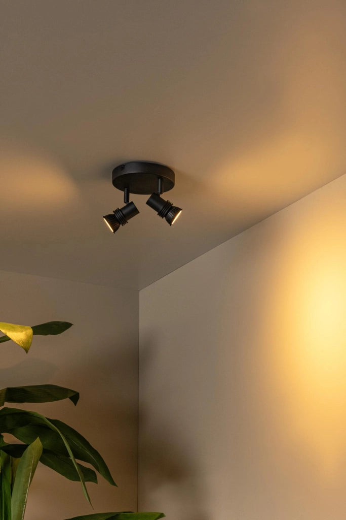 Faretto da soffitto KIANTI 2xGU10 nero Lucide