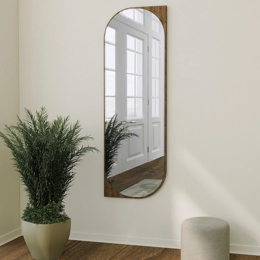 Burgio, Specchio Forma Rettangolare, 52x152h cm Marrone Noce