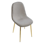 SEDIA IMBOTTITA TEDDY IN TESSUTO GRIGIO CON GAMBE ORO 44X48X88 CM