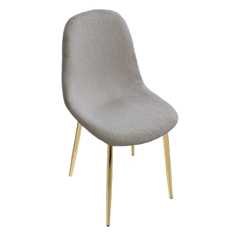 SEDIA IMBOTTITA TEDDY IN TESSUTO GRIGIO CON GAMBE ORO 44X48X88 CM