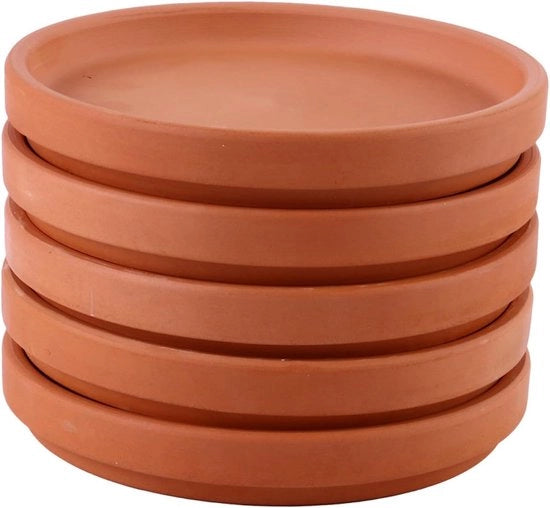 Set di 5 sottopanchine per piante in terracotta - Accessorio per piante da balcone - Piatto di supporto per vaso terracotta - Sottopanchina per piante