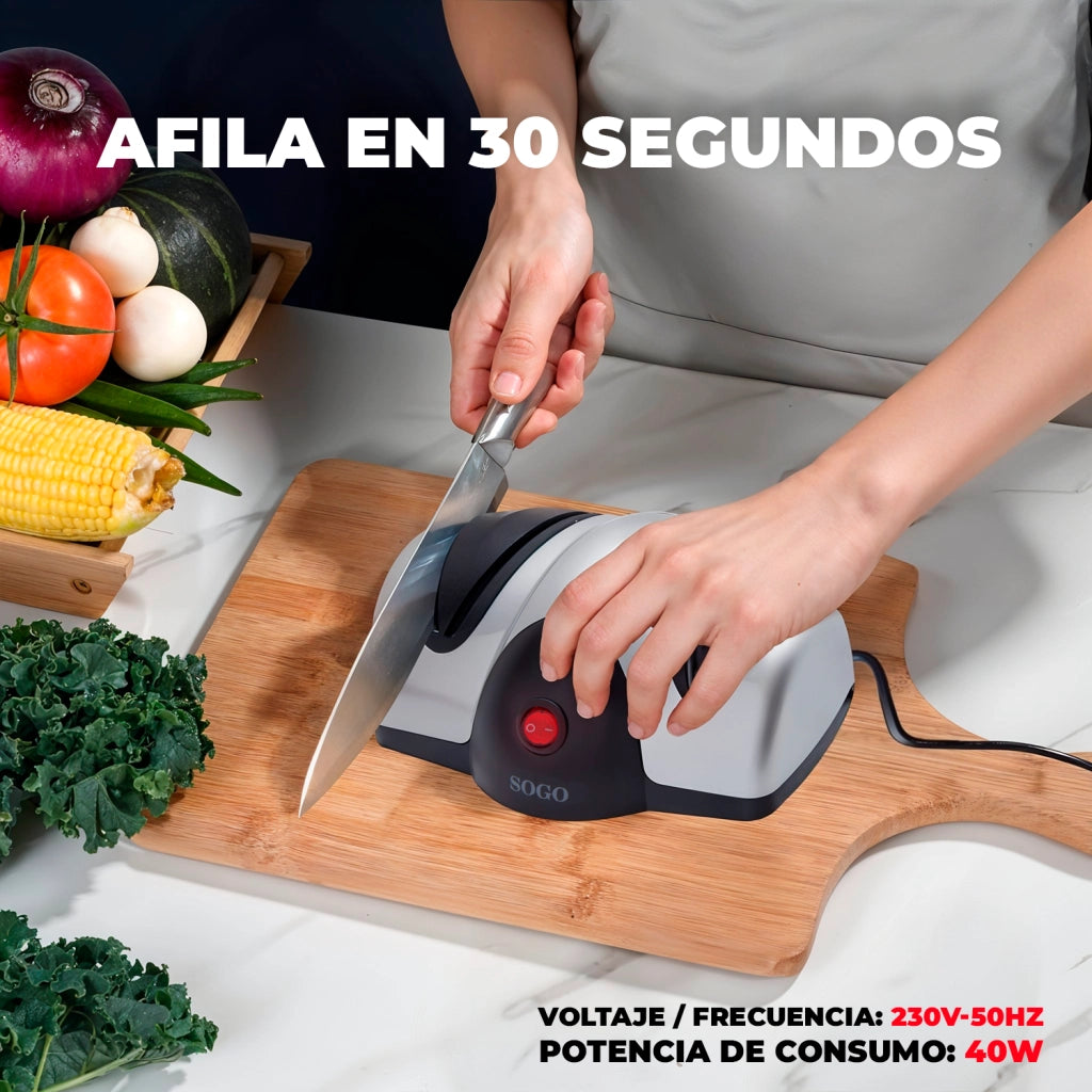 Affilacoltelli elettrico professionale con ruote Sapphirite, sistema affilatura 2 fasi 40W, guida automatica angolo ideale cucina - SOGO