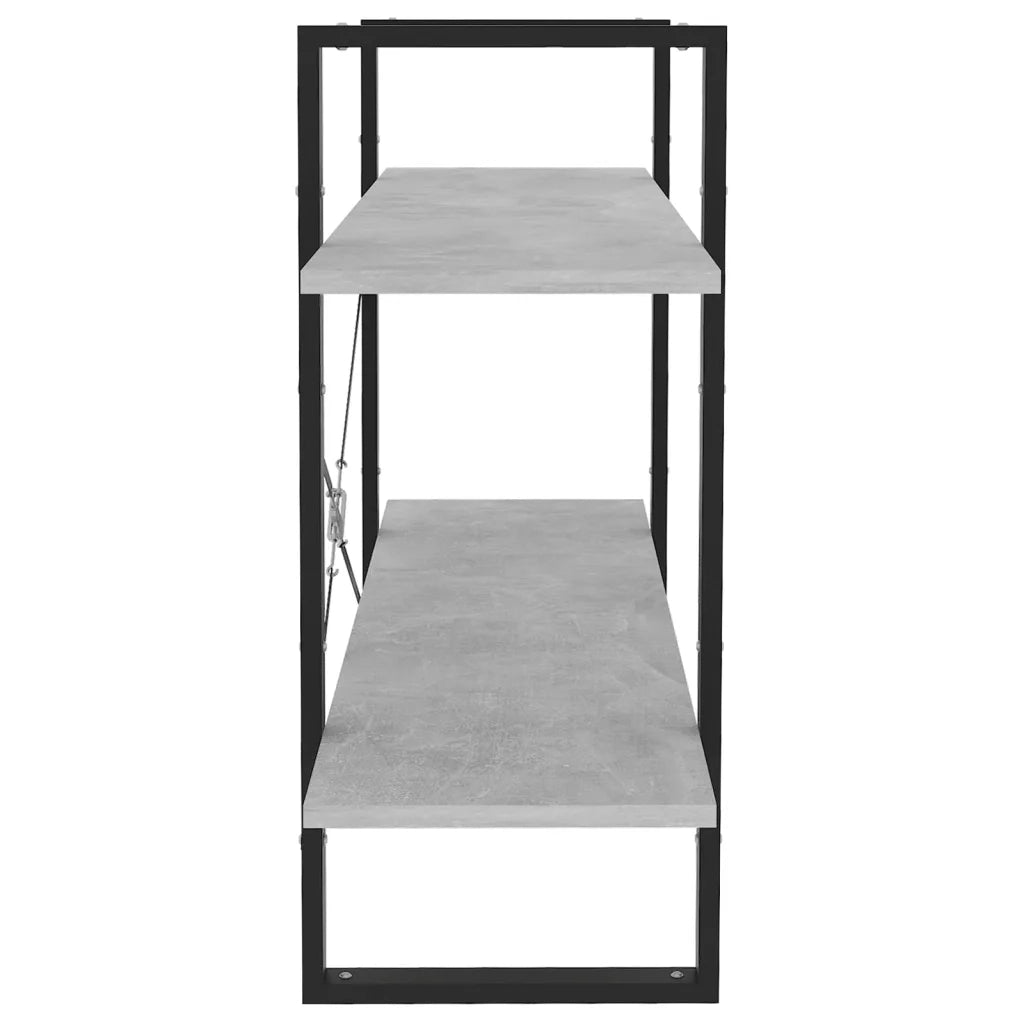 Libreria 2 Ripiani-Scaffale per Libri-Mobile di Stoccaggio Grigio Cemento 100x30x70cm Legno Multistrato