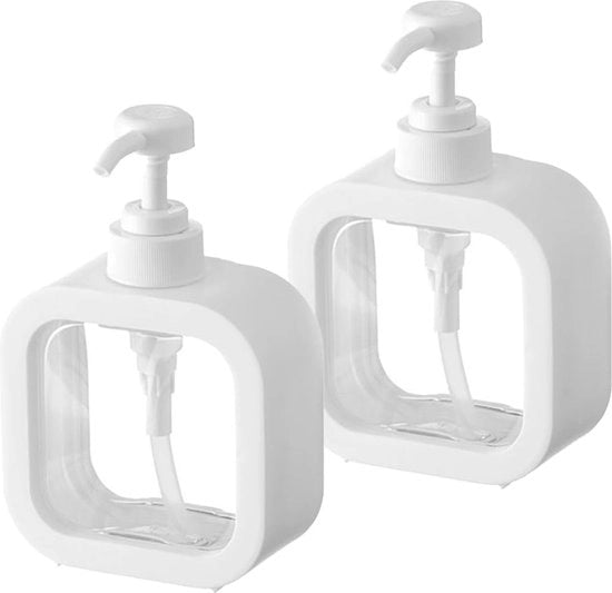 Set di detersivo 2 in 1, dispenser per detersivo e bagnoschiuma, 300 ml, dispenser per bagnoschiuma trasparente, dispenser per detersivo con pompa, flaconi di bagnoschiuma in plastica trasparente, detersivo e bagnoschiuma, dispenser per goletta