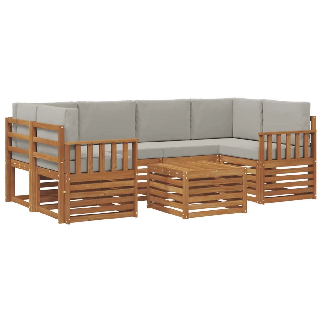 Set di divani da esterno 7 pcs Grigio Naturale e Chiaro