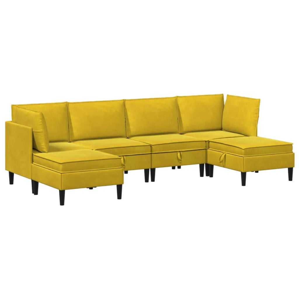 Set di mobili per il soggiorno con cuscino 6 pcs Giallo Velluto 3413762
