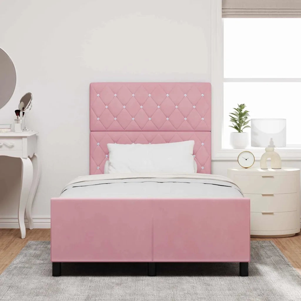 Letto a molle con testiera Rosa 120 x 200 cm Velluto 3344866
