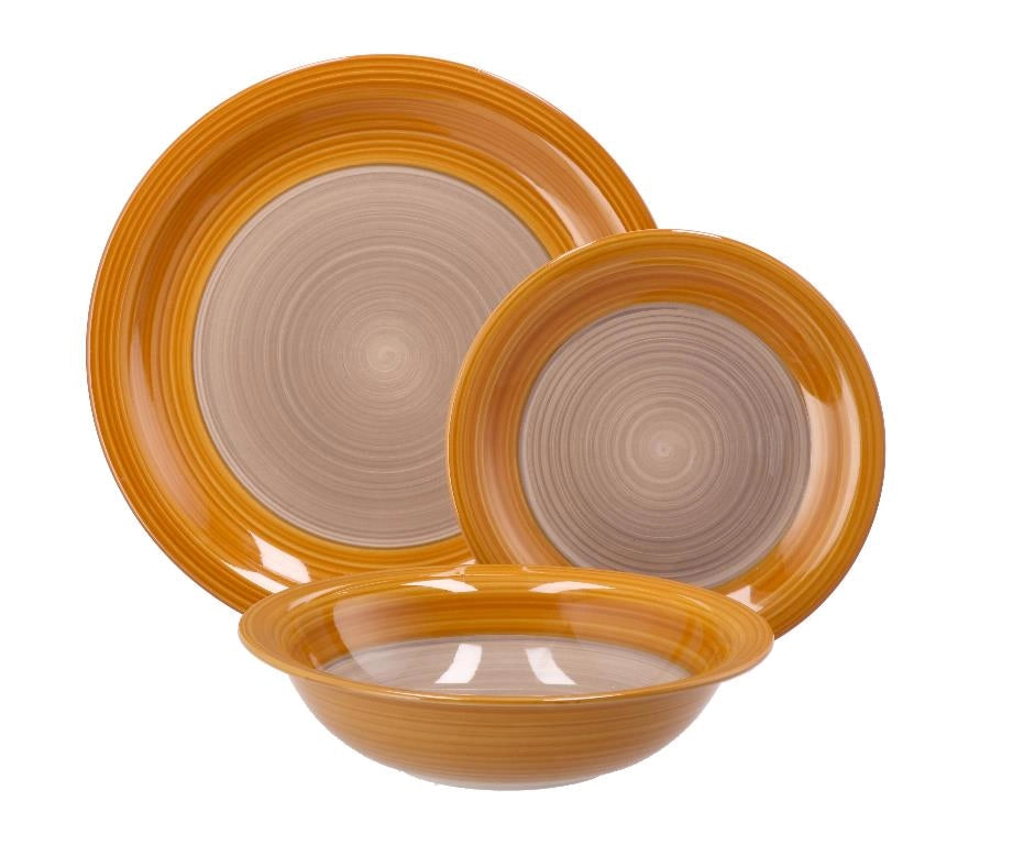 Servizio di Piatti da Tavola in Ceramica Cloe Giallo 18 Pezzi