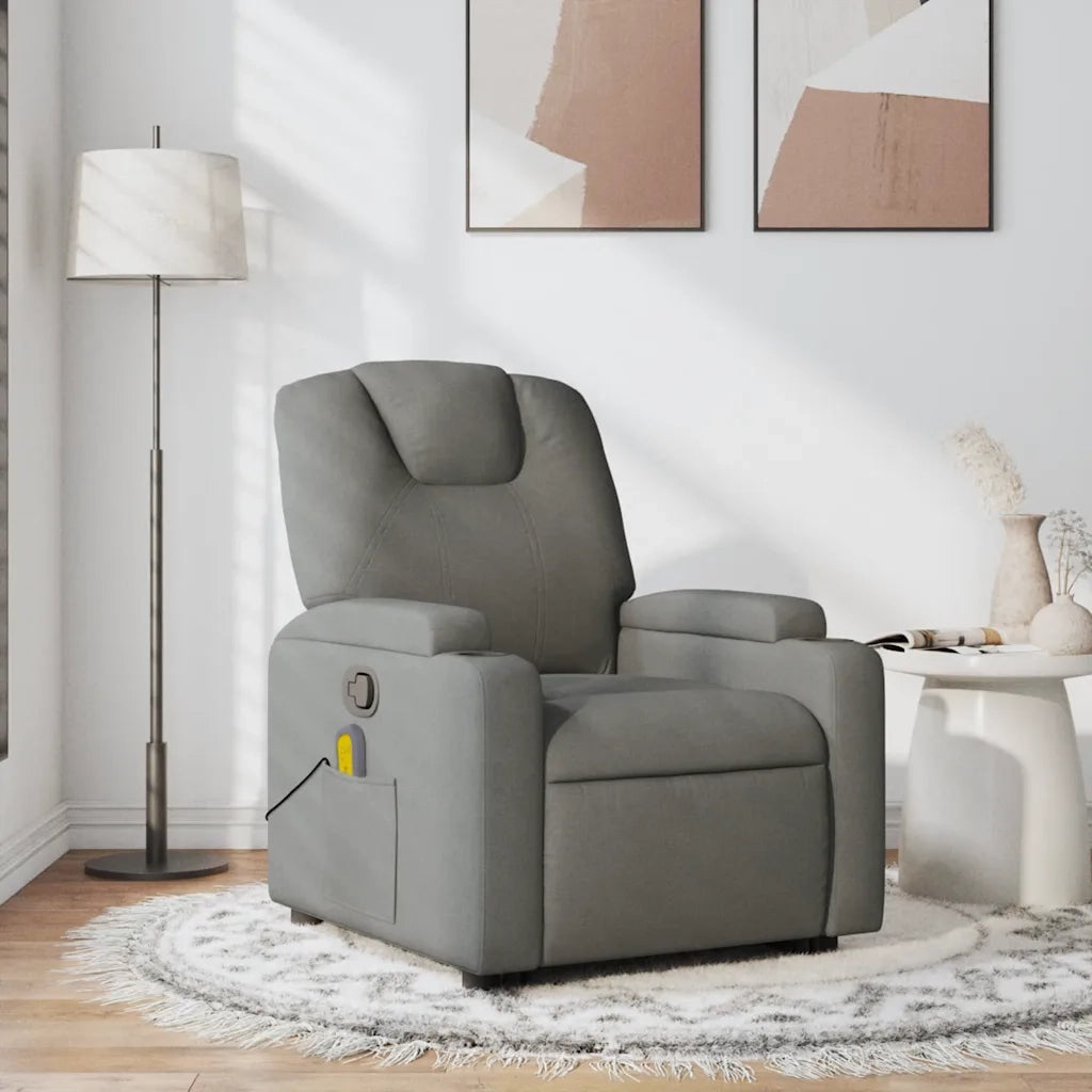 Poltrona Massaggiante | Sedia Relax Reclinabile Grigio Scuro in Tessuto