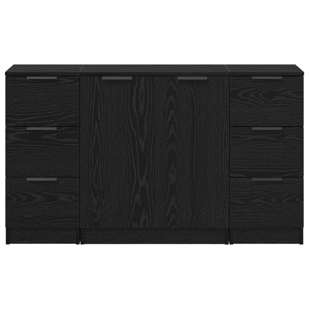 Credenza con cassetto 3 pcs Rovere Nero Legno multistrato 3332544