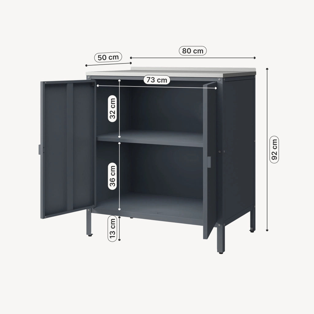 Armadietto da Giardino Bolognano 92 x 80 x 50 cm Acciaio - Grigio Scuro Opaco - casa.pro