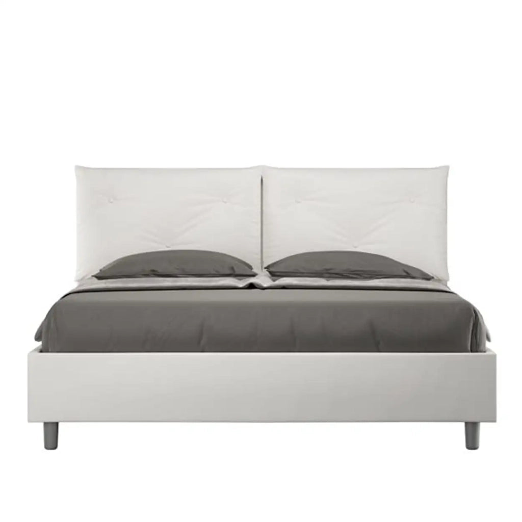 Letto matrimoniale contenitore imbottito 160x200 similpelle bianco Appia