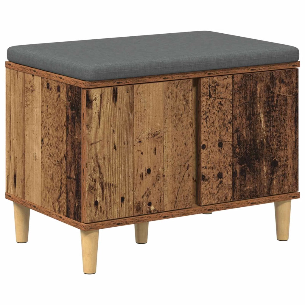 Panca per ingresso con cuscino Legno vecchio 60 x 38 x 46 cm 891526