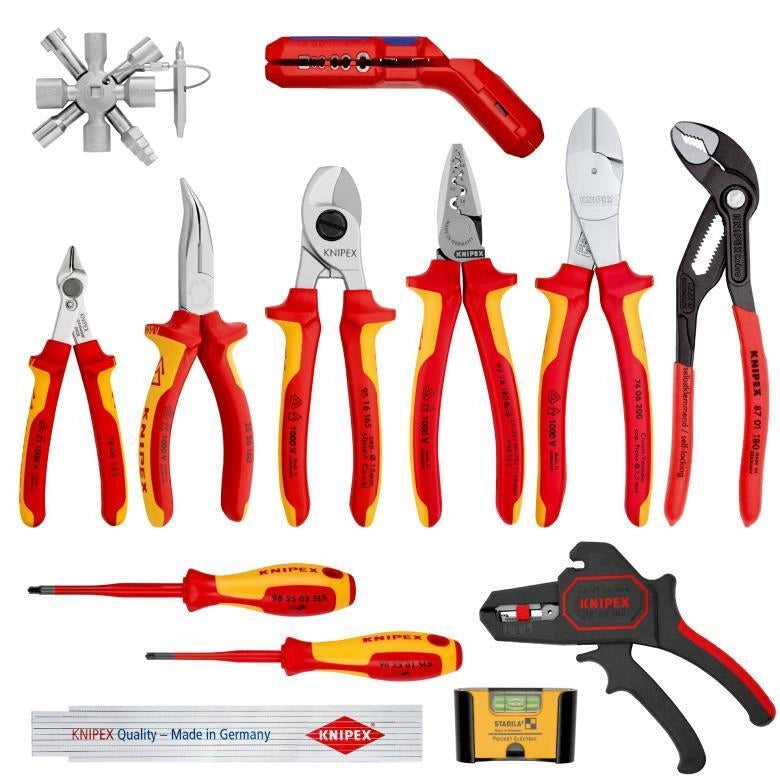KNIPEX 00 20 90 V02 Assortimento di ampliamento Elettro 2 13 pezzi utensili isolati VDE fino a 1000 V colore Rosso Giallo