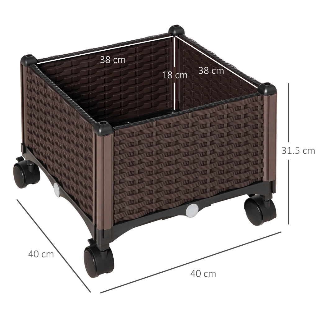 Easycomfort Fioriera da Esterno in Plastica con 4 Ruote e Disco Auto-Irrigante, 40x40x31.5cm
