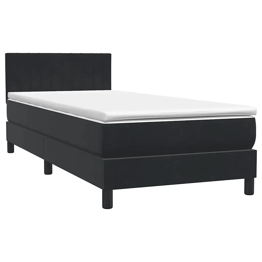 vidaXL Giroletto a Molle con Materasso Nero 90x210 cm in Velluto