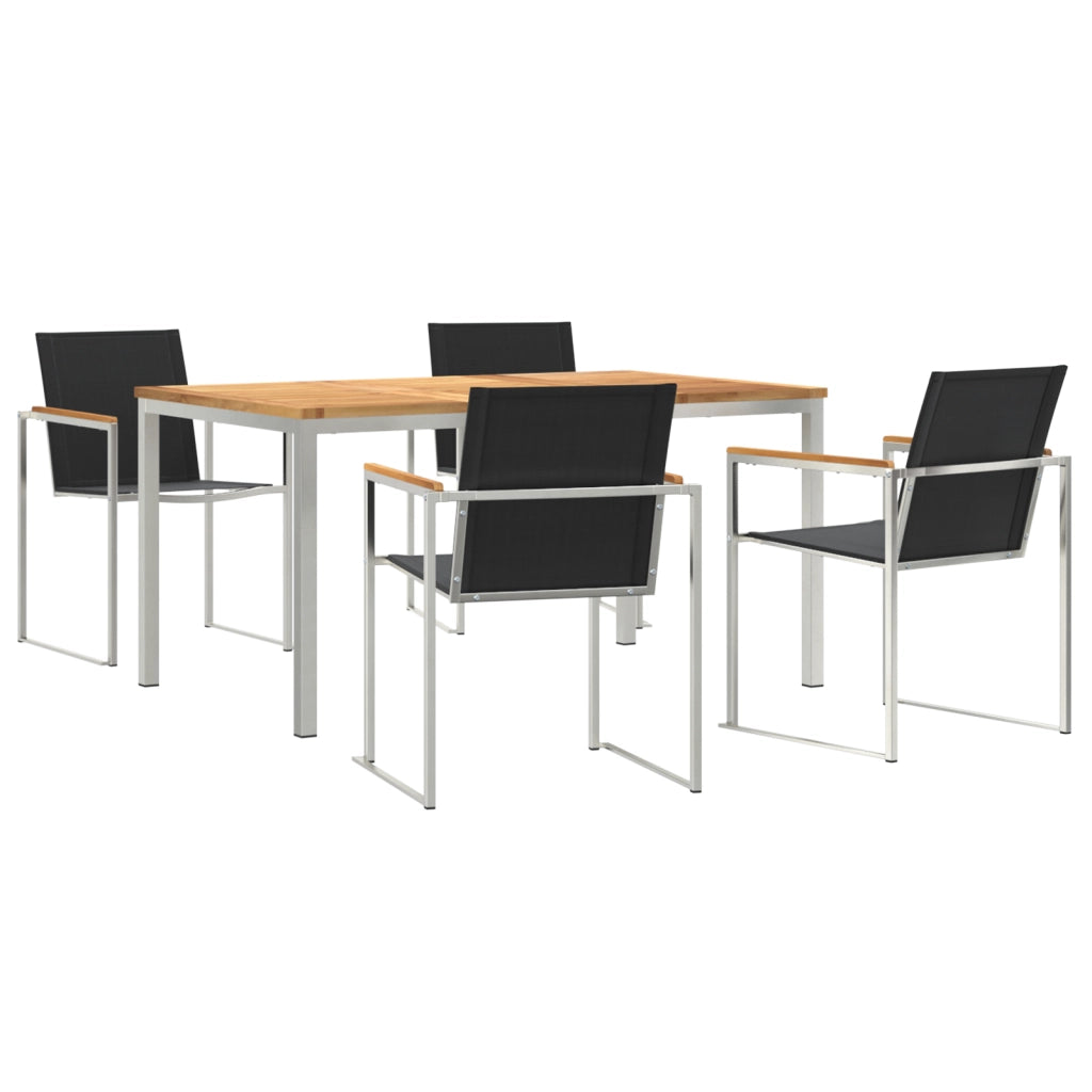 Set da pranzo da giardino  5 pezzi in legno massiccio di teak
