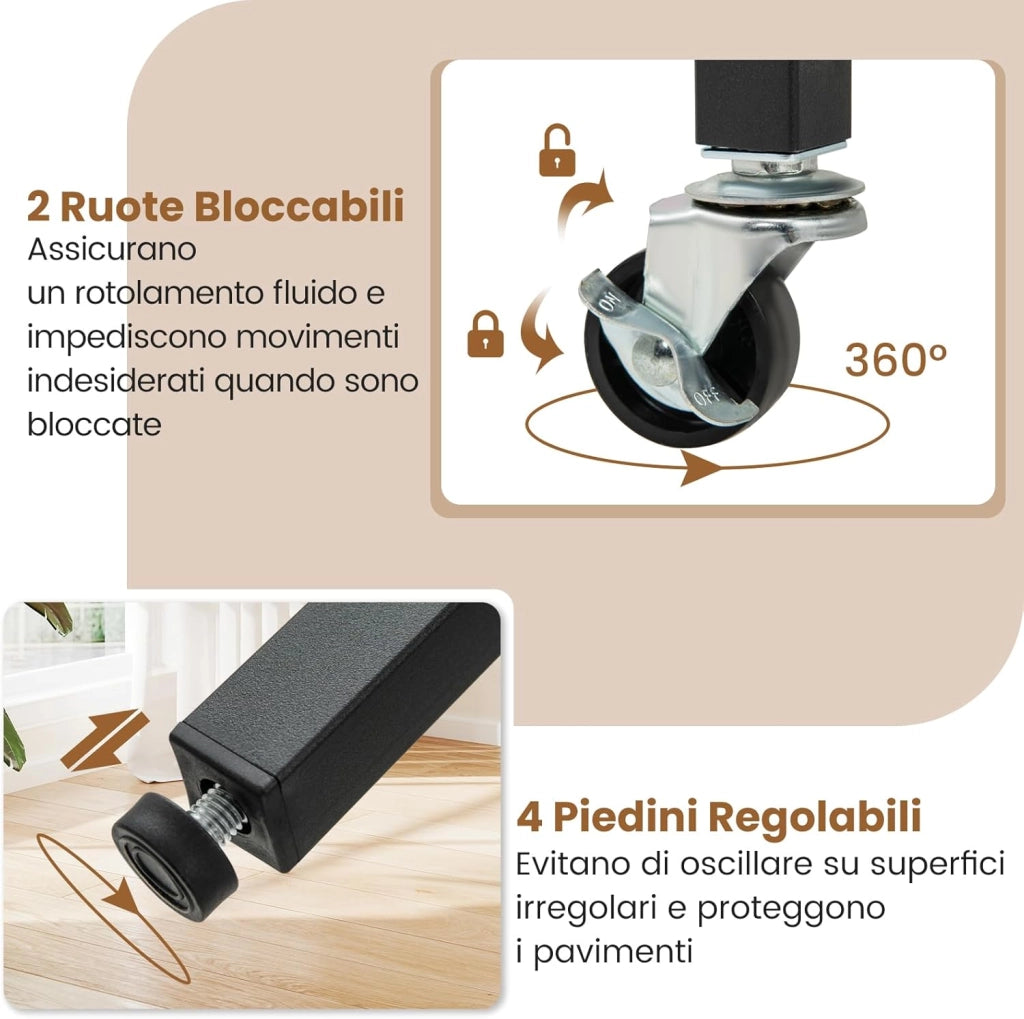 Tavolo Pieghevole Salvaspazio 100 x 100 x 80 cm, Tavolo da Pranzo Estensibile per 2-4 Persone con 2 Mensole di Stoccaggio e Ruote Bloccabili per Soggiorno, Appartamento e Ufficio (Bianco)
