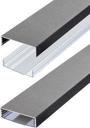 Guscio di cavo in alluminio piatto - stile ghisa - struttura fine - autoadesivo - 50mm x 15mm - Gestione cavi - Guida cavi - Nuovo prodotto 2020 - 100cm