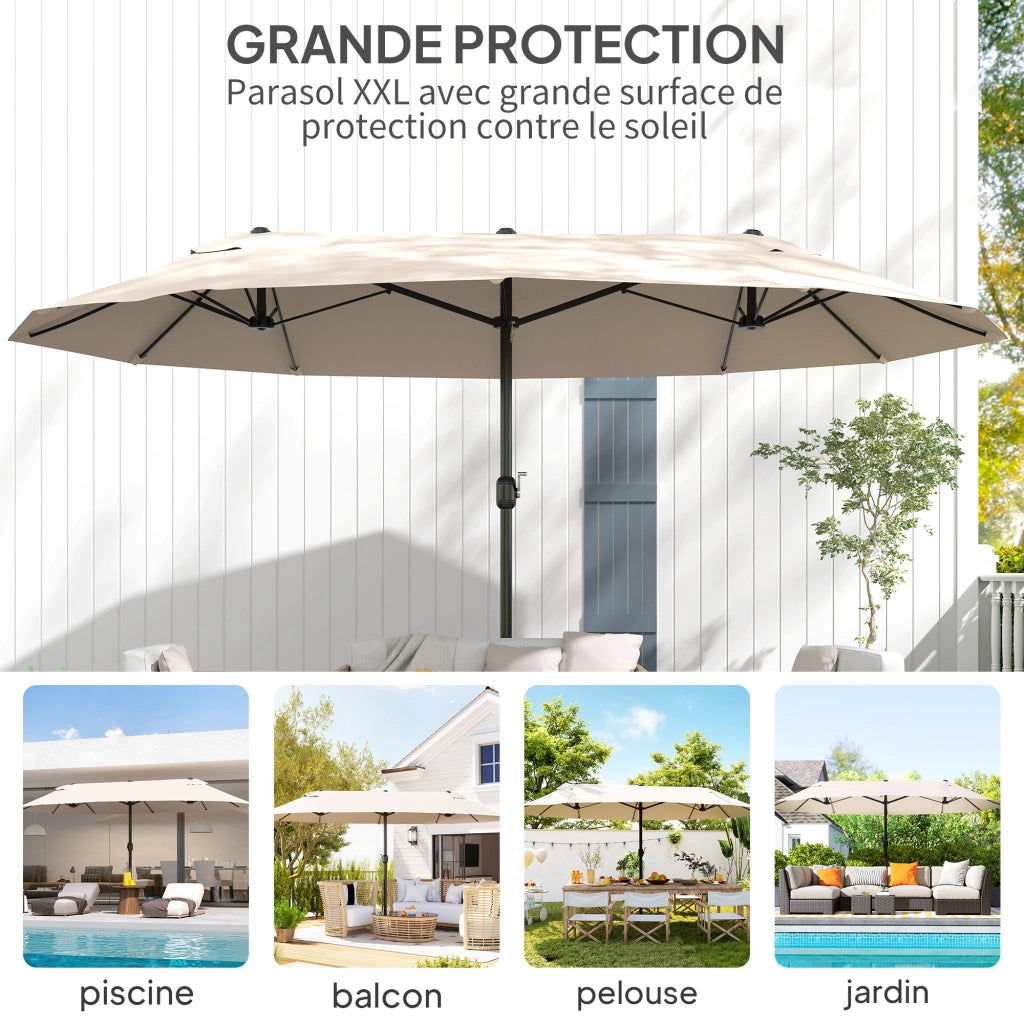 Ombrellone da giardino esterno parasole doppio ¨C zephmum ¨C crema 460x270x240 cm