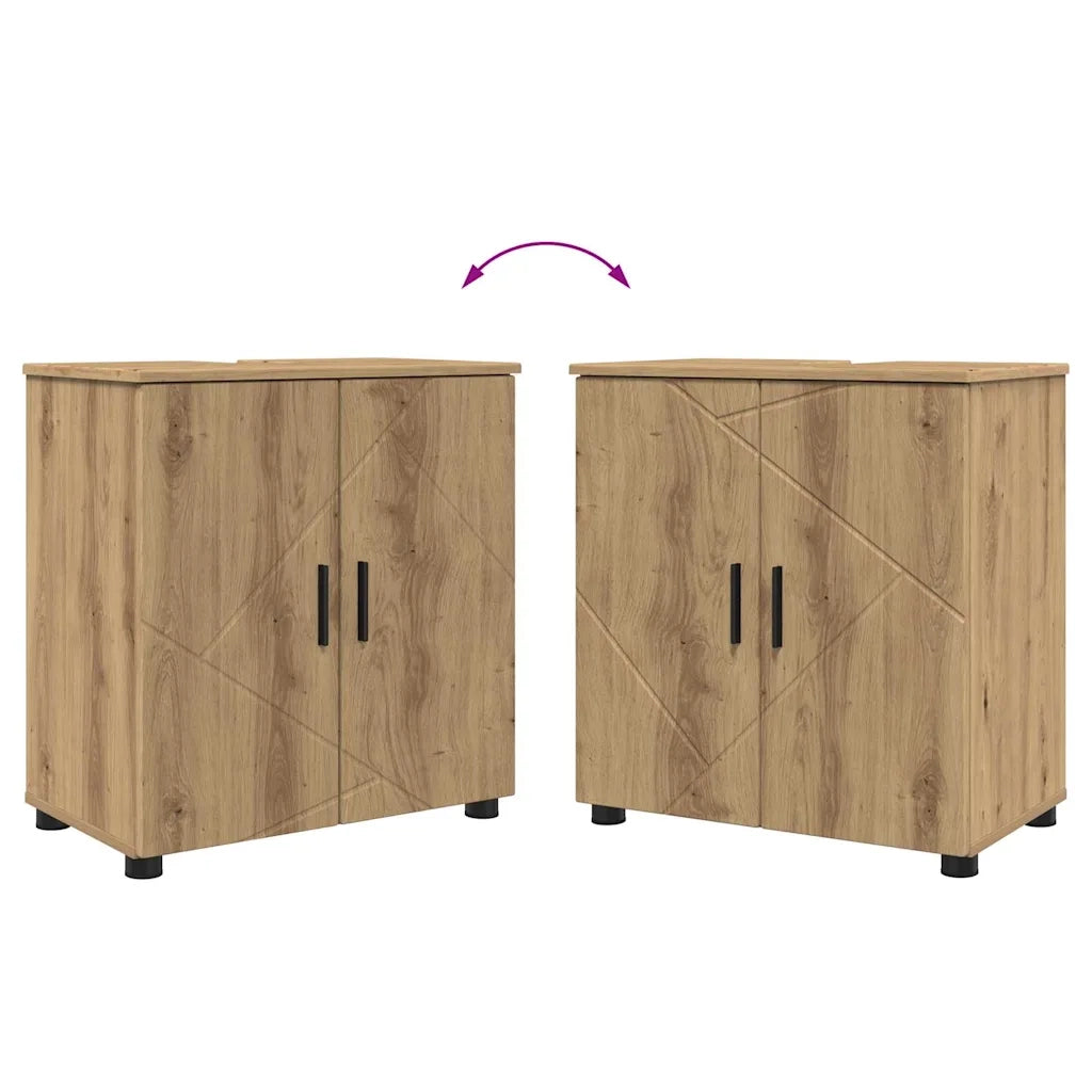 Set di mobili per il bagno con porta 2 pcs Rovere artigianale 3392942